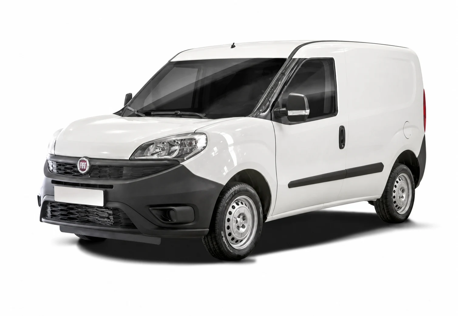 White Fiat Doblò commercial van, front view