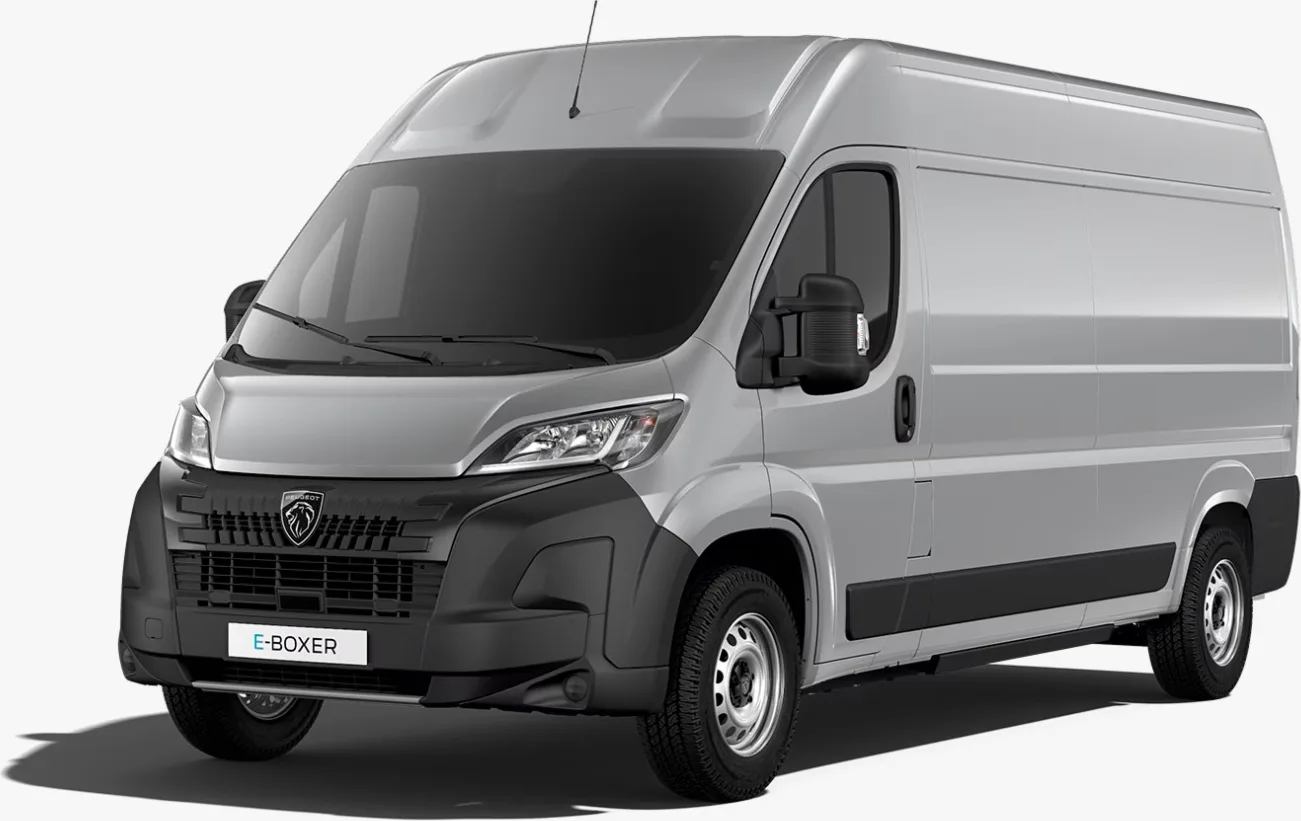 Silver Peugeot Boxer, front view