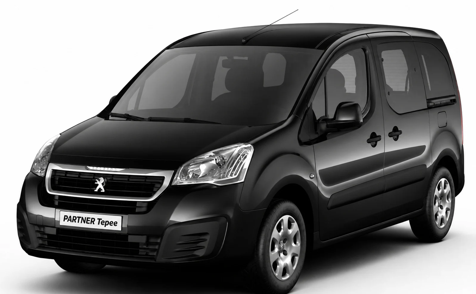 Black Peugeot Partner Tepee, front view